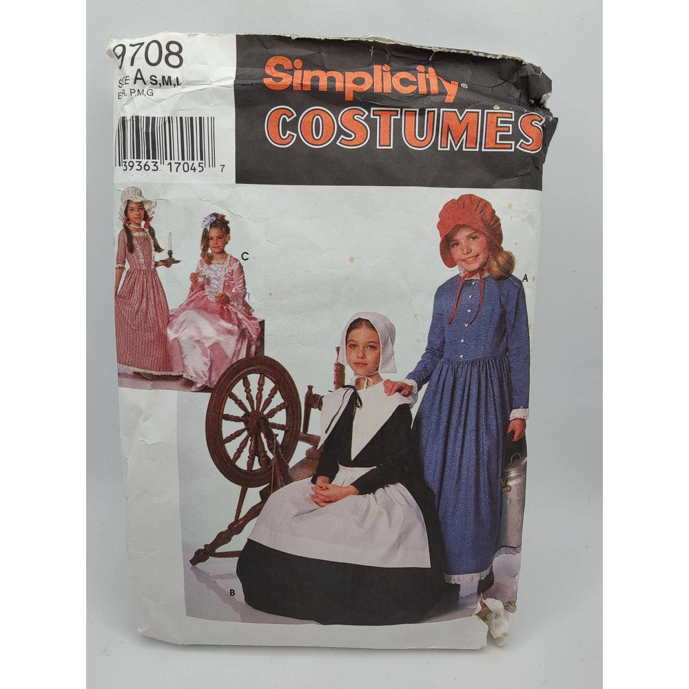 Pilgrim, Princess, or Lady Vintage Costume Pattern Girls
